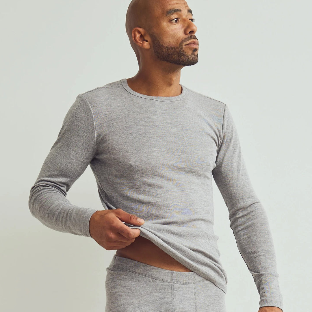 Conservandum HERRE WOOL bluse i merinould Langærmet bluse Pale grey melange 791080900