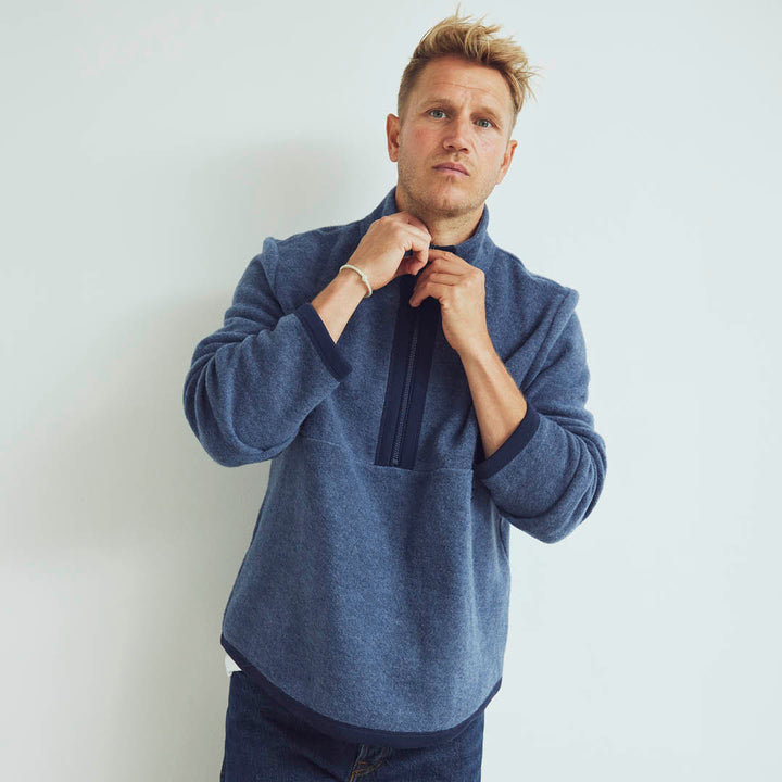 Conservandum HERRE merino uld fleece trøje Sweatshirt Navy melange 763006900