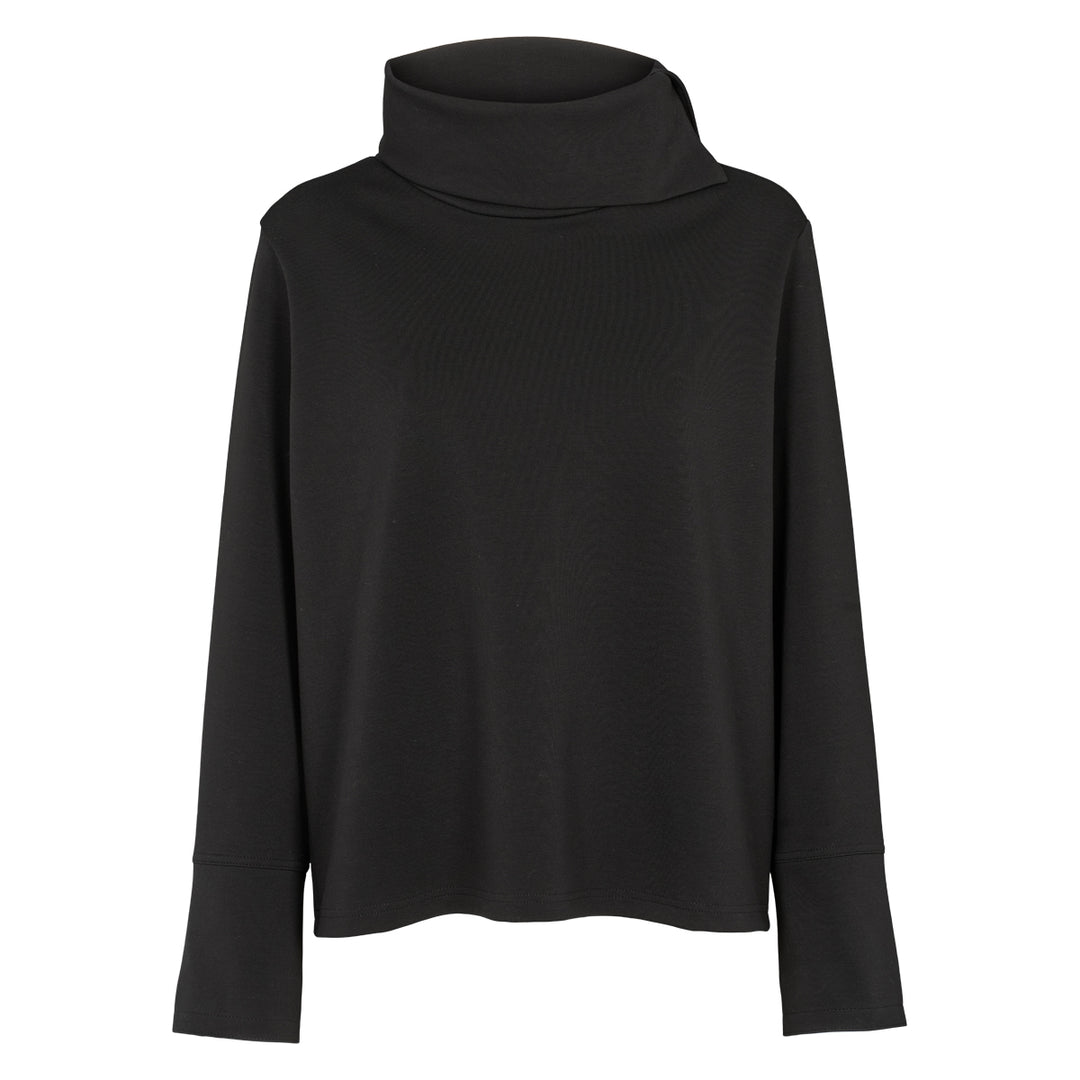 Conservandum INTERLOCK bluse med stor krave T-shirt Black 019400706