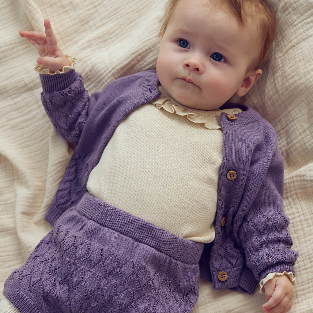 müsli KNIT LEAF strikket cardigan Langærmet bluse Lilac fog 018371202