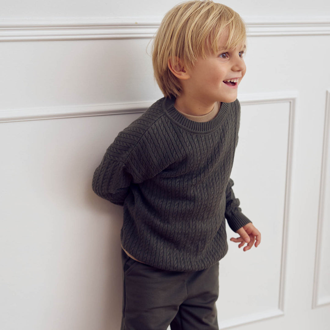 müsli KNIT kabelstrikket trøje Langærmet bluse Deep green 019040401