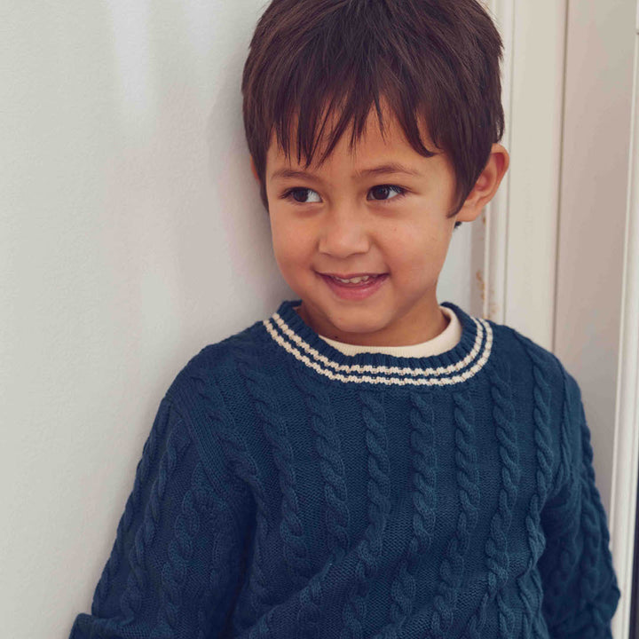 müsli KNIT kabelstrikket trøje Langærmet bluse Navy 019403101