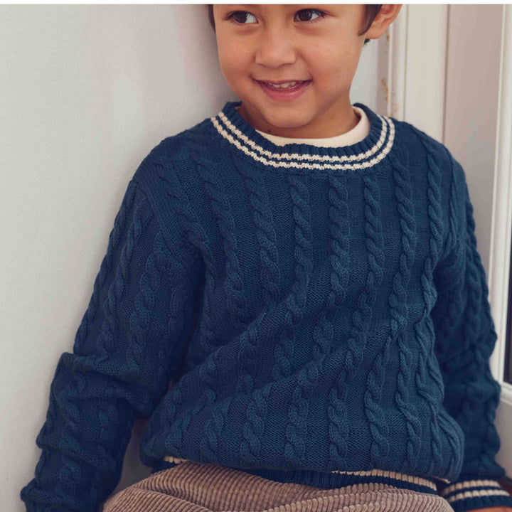 müsli KNIT kabelstrikket trøje Langærmet bluse Navy 019403101
