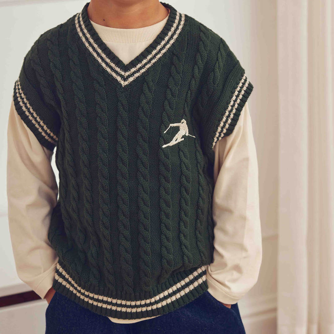 müsli KNIT kabelstrikket vest Langærmet bluse Forest green 019591801
