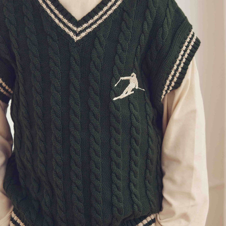 müsli KNIT kabelstrikket vest Langærmet bluse Forest green 019591801