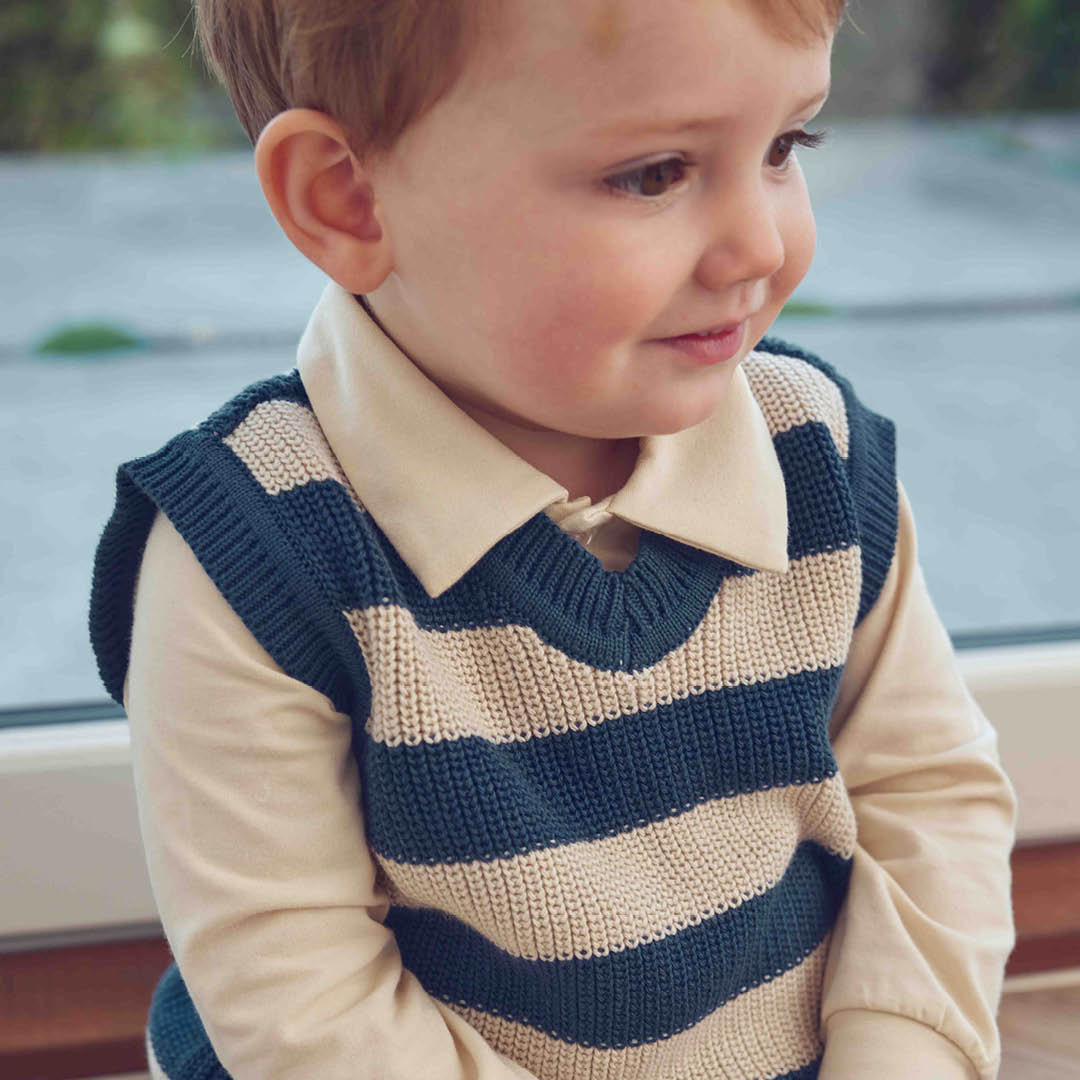 müsli KNIT stribet strikket vest Langærmet bluse Navy 019403101