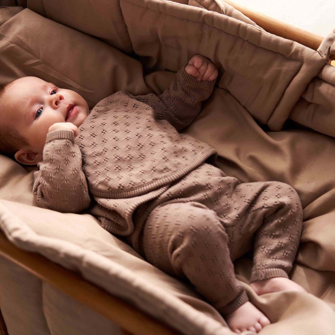 müsli KNIT strikkede bukser med hulmønster Bukser Walnut 017080802