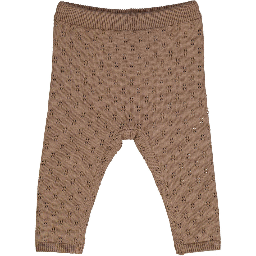 müsli KNIT strikkede bukser med hulmønster Bukser Walnut 017080802