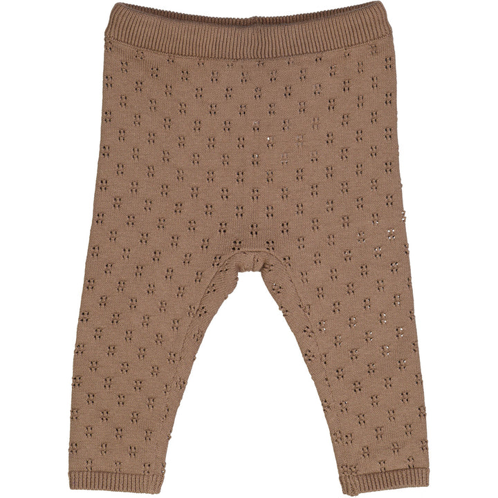 müsli KNIT strikkede bukser med hulmønster Bukser Walnut 017080802