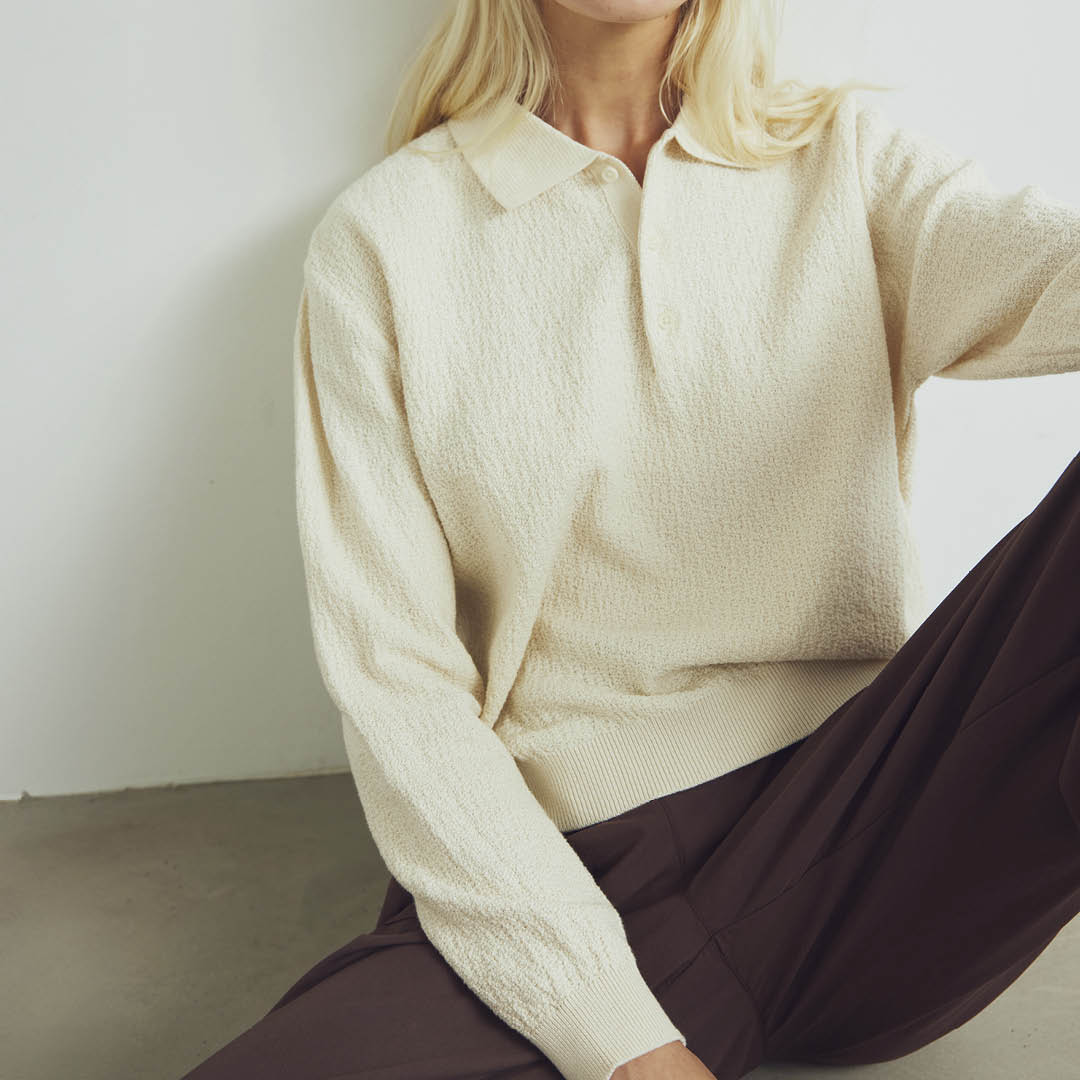 Conservandum KNIT strikket polo bluse Sweatshirt Birch 013090500