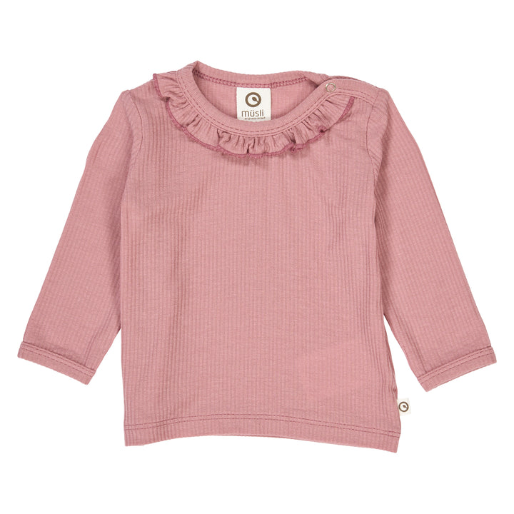 müsli MELLOW tencel bluse med flæser Langærmet bluse Nostalgia Rose 017151200