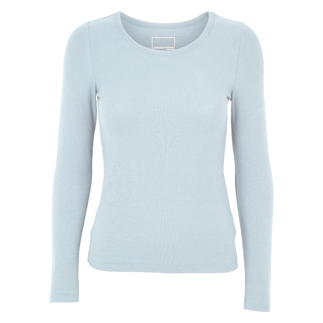 Conservandum MELLOW tencel rib langærmet bluse T-shirt Ocean 014421102