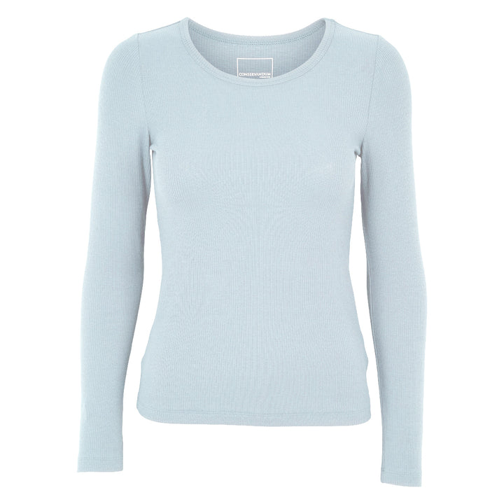 Conservandum MELLOW tencel rib langærmet bluse T-shirt Ocean 014421102