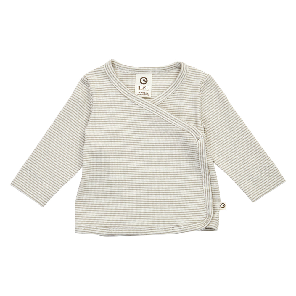 müsli MINI STRIPE RIB cardigan med krydslukning Cardigan Balsam cream/ Walnut 690000343