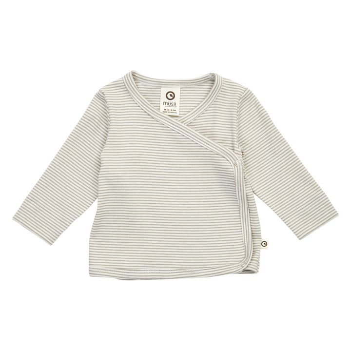 müsli MINI STRIPE RIB cardigan med krydslukning Cardigan Balsam cream/ Walnut 690000343
