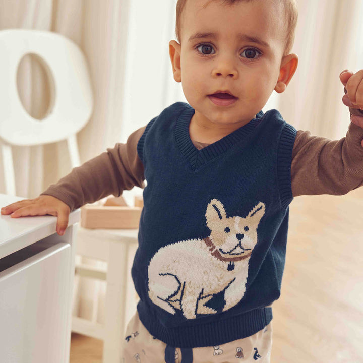 müsli OLD ENGLISH strikket vest Langærmet bluse Navy 019403101