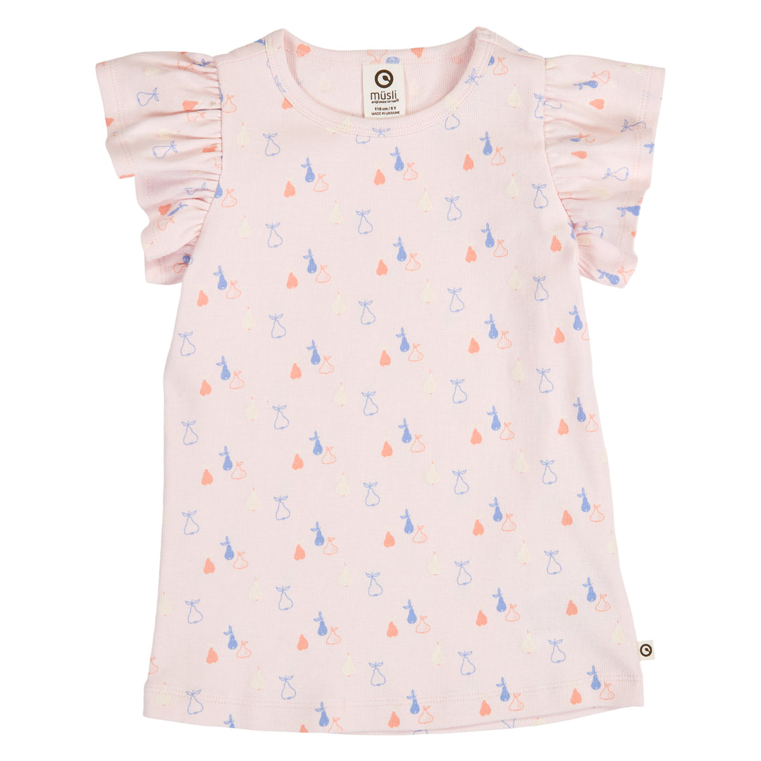 müsli PICNIC RIB flæsse ærme top T-shirt Primrose/ Shell blue/ Tofu 690000304