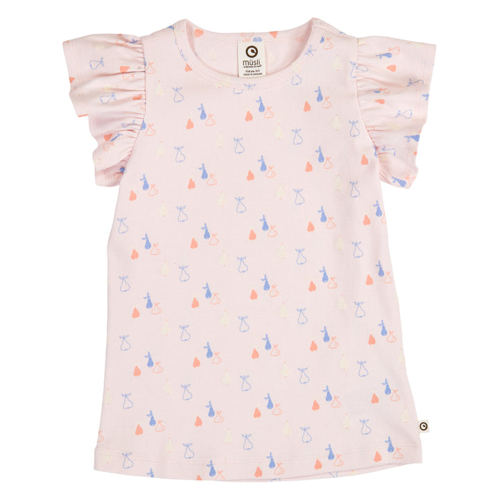 müsli PICNIC RIB flæsse ærme top T-shirt Primrose/ Shell blue/ Tofu 690000304