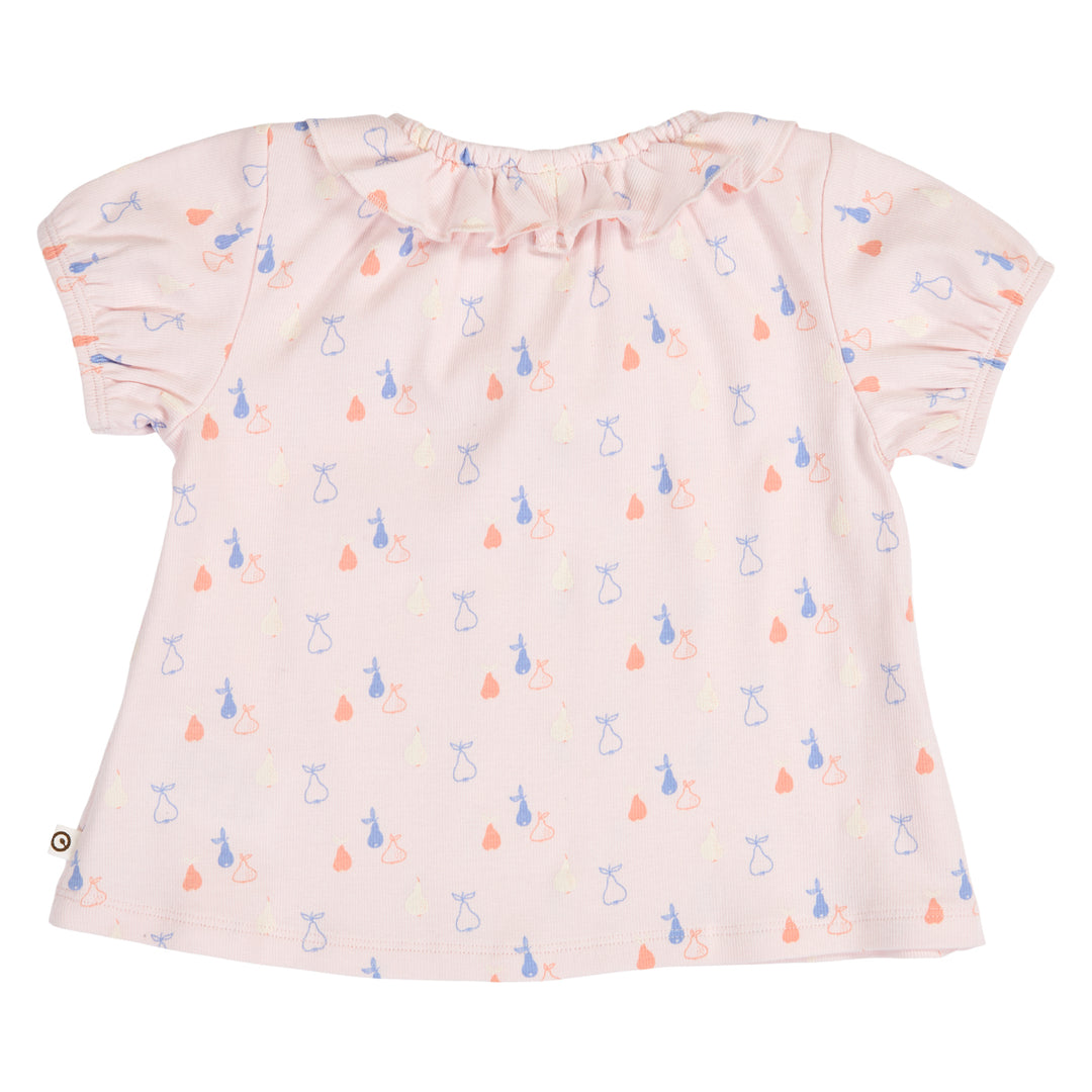 müsli PICNIC RIB top med flæsekrave T-shirt Primrose/ Shell blue/ Tofu 690000304