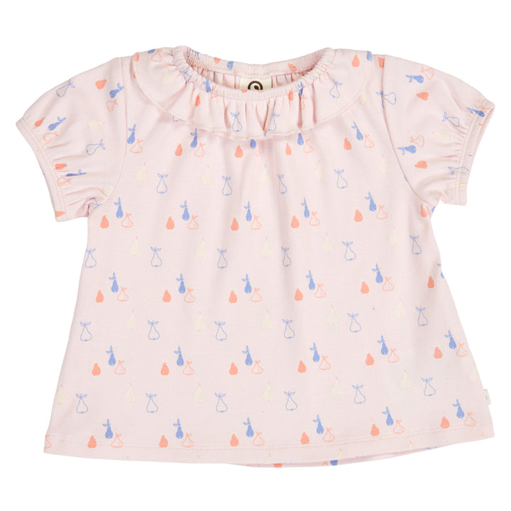 müsli PICNIC RIB top med flæsekrave T-shirt Primrose/ Shell blue/ Tofu 690000304