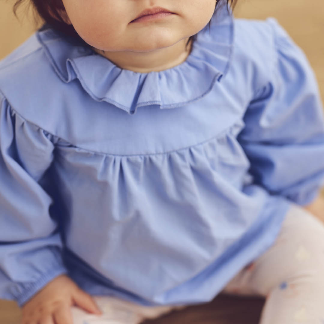 müsli POPLIN flæsekrave top Langærmet bluse Shell blue 016392901