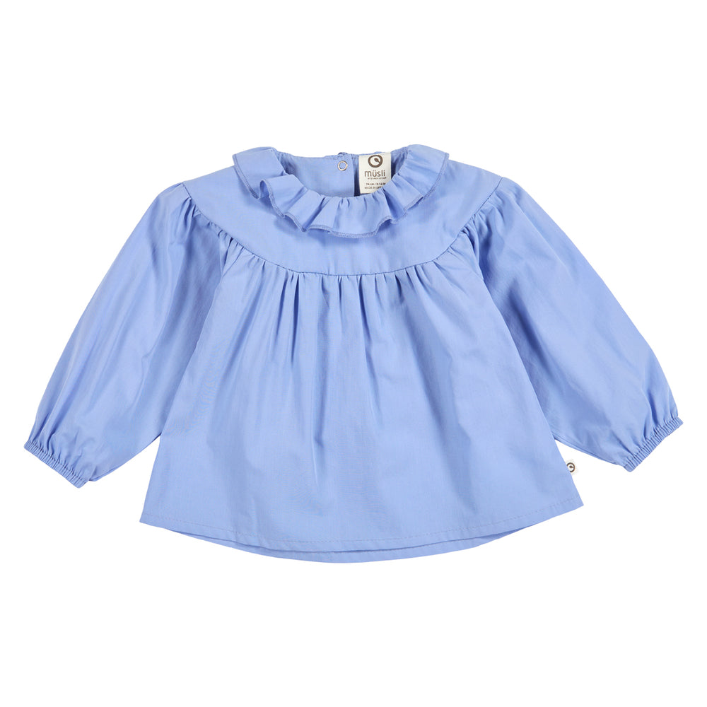 müsli POPLIN flæsekrave top Langærmet bluse Shell blue 016392901
