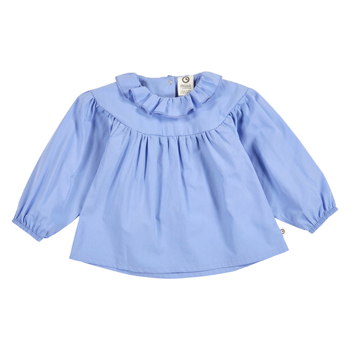 müsli POPLIN flæsekrave top Langærmet bluse Shell blue 016392901