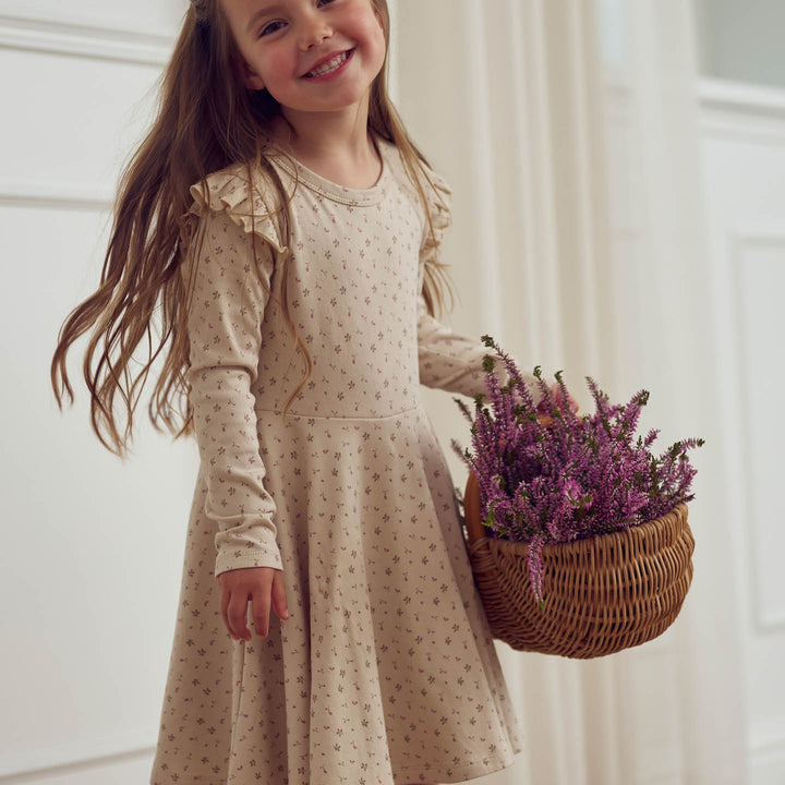 müsli ASTER rib swing kjole med blomsterprint Kjoler Oak/ Nostalgia rose/ Beige 690000251