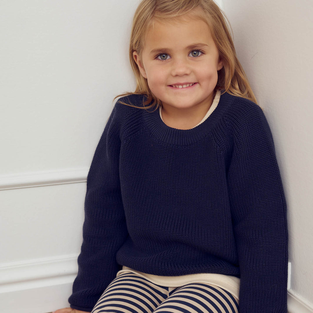 müsli RE-LOVED KNIT striktrøje Langærmet bluse Night blue 019402301