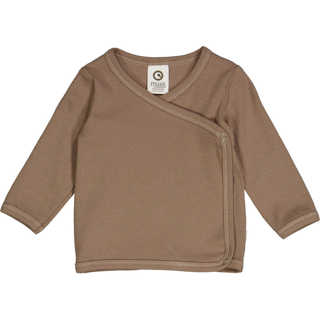 müsli RIB cardigan med krydslukning Langærmet bluse Walnut 017080802