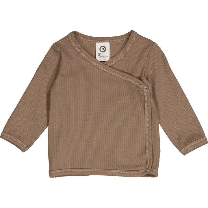 müsli RIB cardigan med krydslukning Langærmet bluse Walnut 017080802