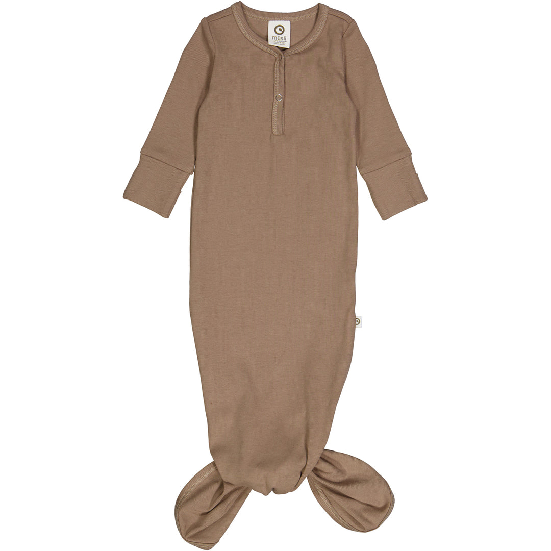 müsli RIB soveposedragt med knude Bodystockings Walnut 017080802