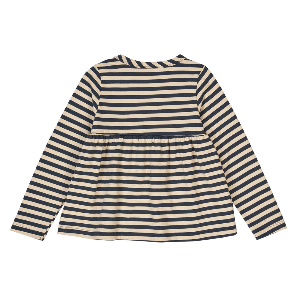 müsli RE-LOVED STRIPE bluse med peplum Langærmet bluse Oak/ Night blue 690000267
