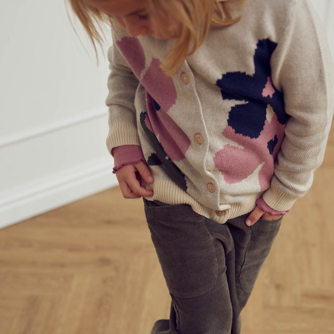 müsli RE-LOVED ZINNA blomsterbroderet strik cardigan Langærmet bluse Oak 013040001