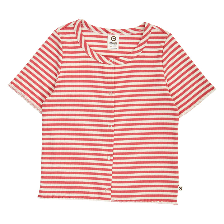 müsli RIB STRIPE T-shirt med knapper T-shirt Mineral red/ Tofu 690000312