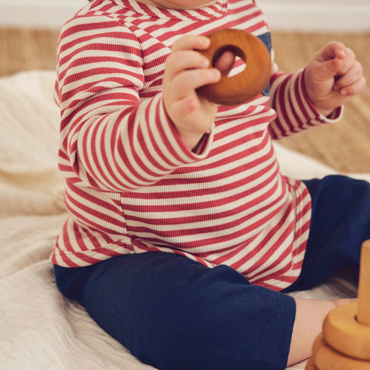 müsli RIB STRIPE bluse med lomme Langærmet bluse Mineral red/ Tofu 690000312