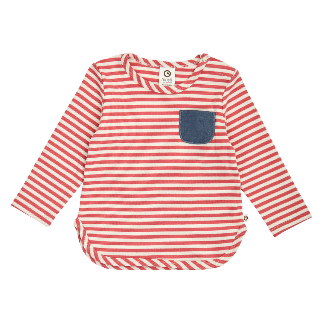 müsli RIB STRIPE bluse med lomme Langærmet bluse Mineral red/ Tofu 690000312