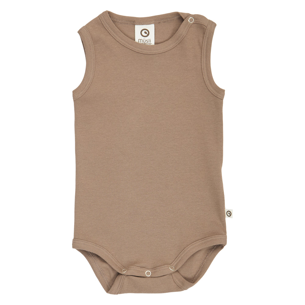 müsli RIB ærmeløs body Bodystockings Walnut 017080802