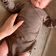 müsli RIB body med kryds lukning Bodystockings Walnut 017080802