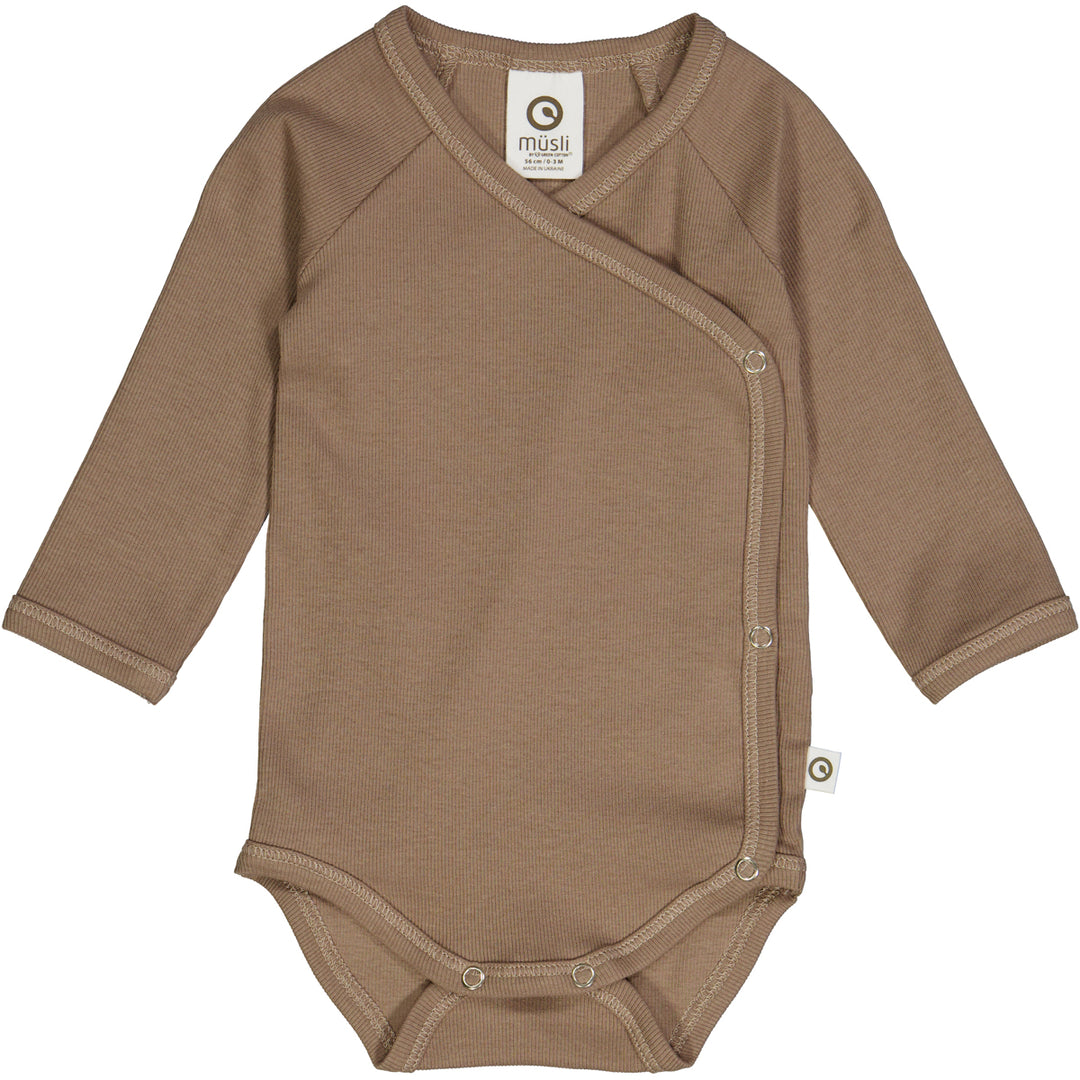 müsli RIB body med kryds lukning Bodystockings Walnut 017080802