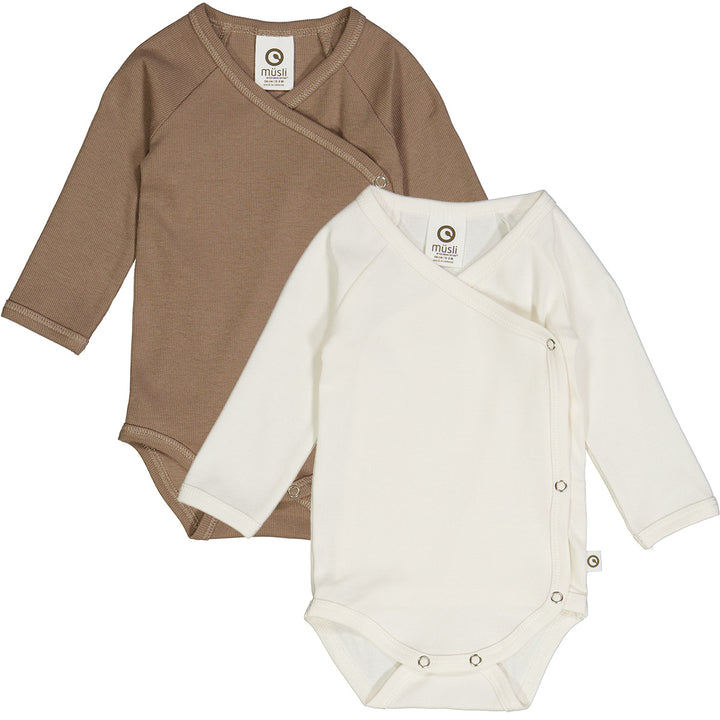 müsli RIB body med kryds lukning 2-pak Bodystockings Balsam cream/ Walnut 690000161
