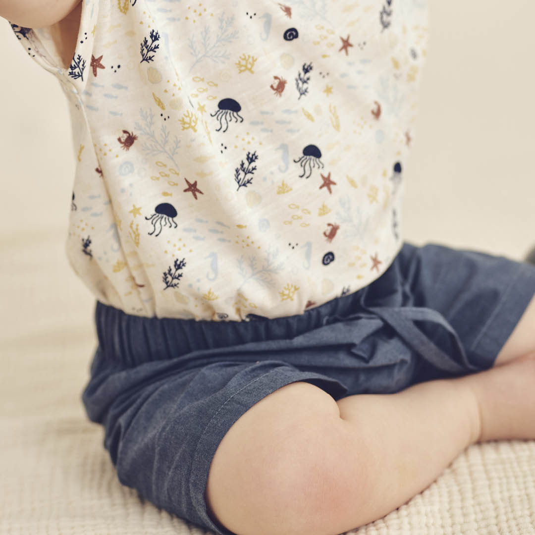 müsli SEA printet T-shirt T-shirt Tofu/ Hemp/ Navy 690000308