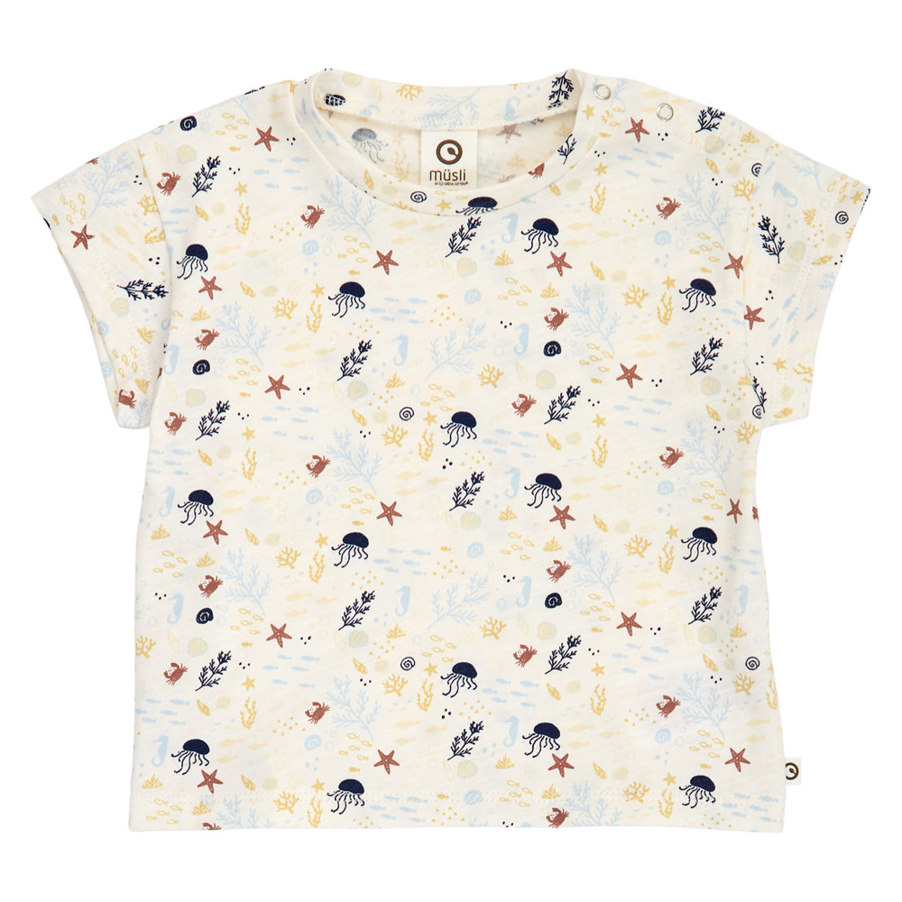 müsli SEA printet T-shirt T-shirt Tofu/ Hemp/ Navy 690000308