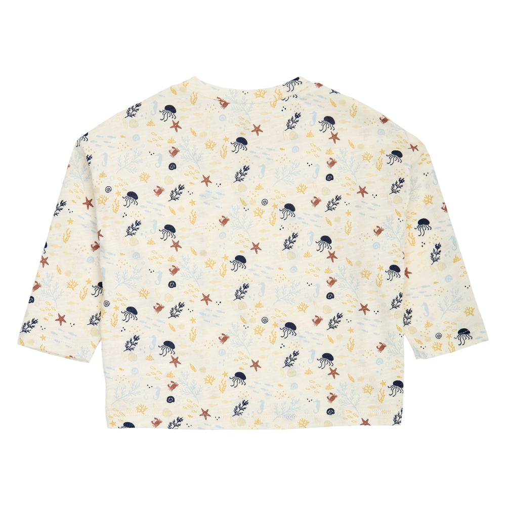 müsli SEA printet bluse Langærmet bluse Tofu/ Hemp/ Navy 690000308