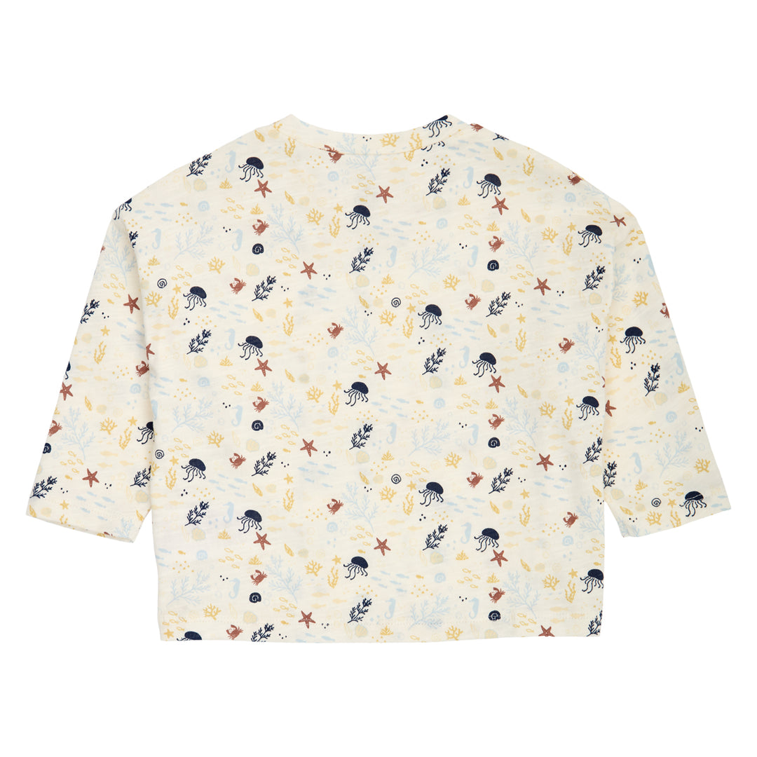 müsli SEA printet bluse Langærmet bluse Tofu/ Hemp/ Navy 690000308
