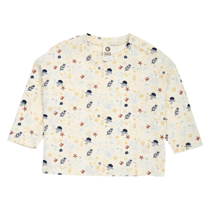 müsli SEA printet bluse Langærmet bluse Tofu/ Hemp/ Navy 690000308