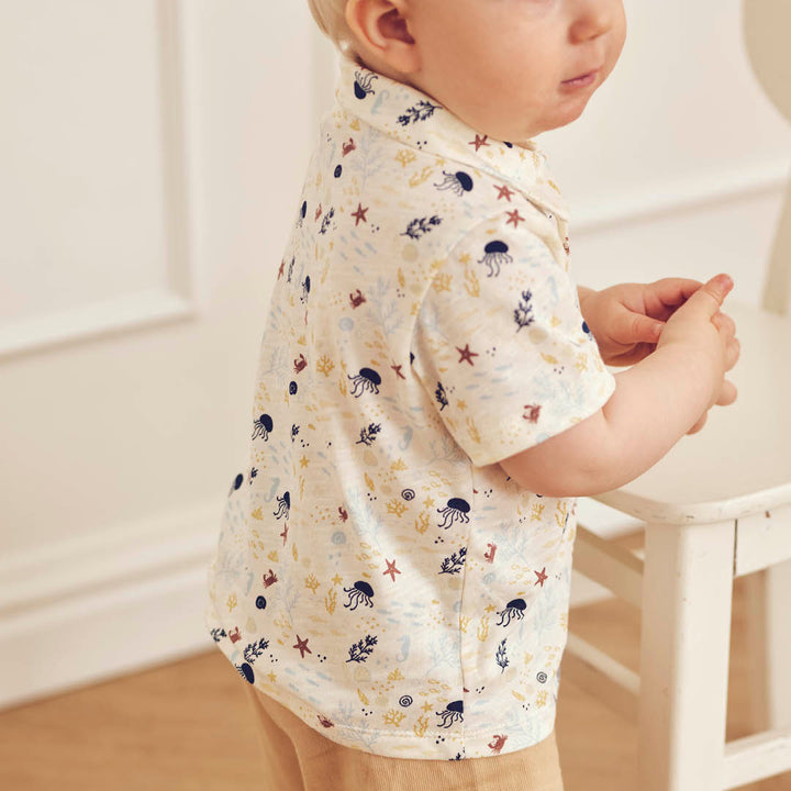 müsli SEA printet skjorte T-shirt Tofu/ Hemp/ Navy 690000308