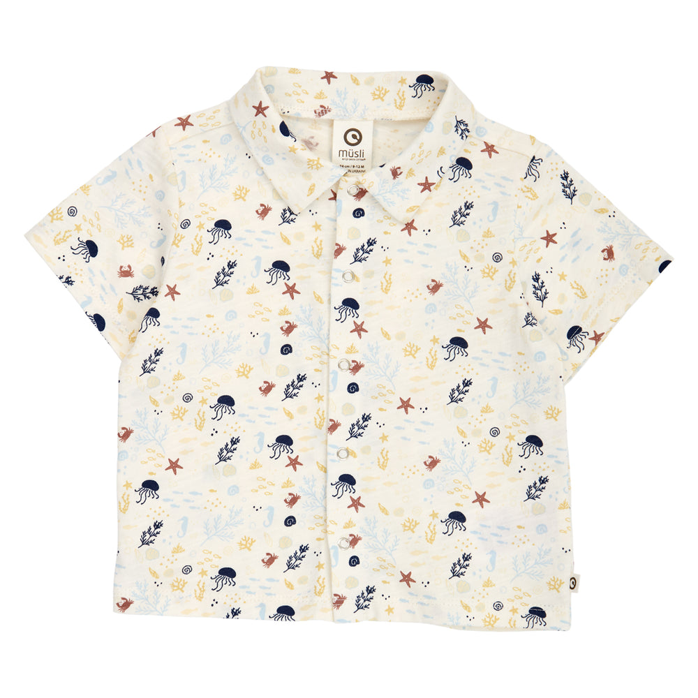 müsli SEA printet skjorte T-shirt Tofu/ Hemp/ Navy 690000308