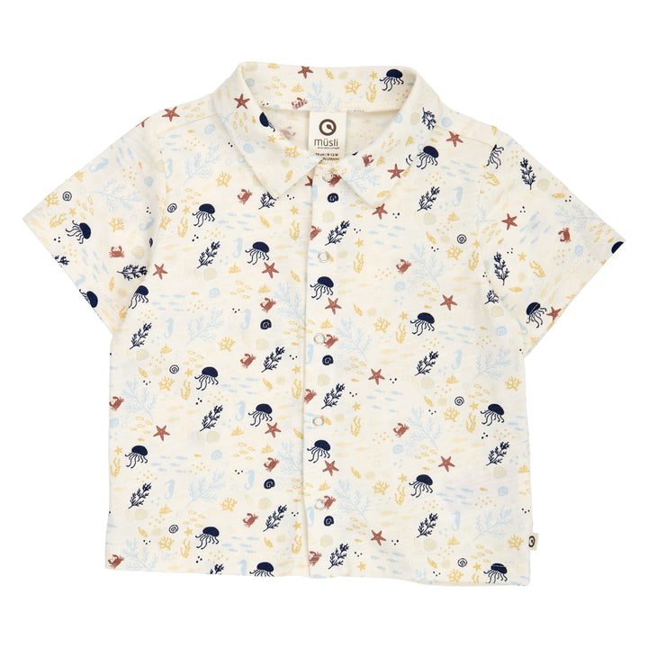 müsli SEA printet skjorte T-shirt Tofu/ Hemp/ Navy 690000308