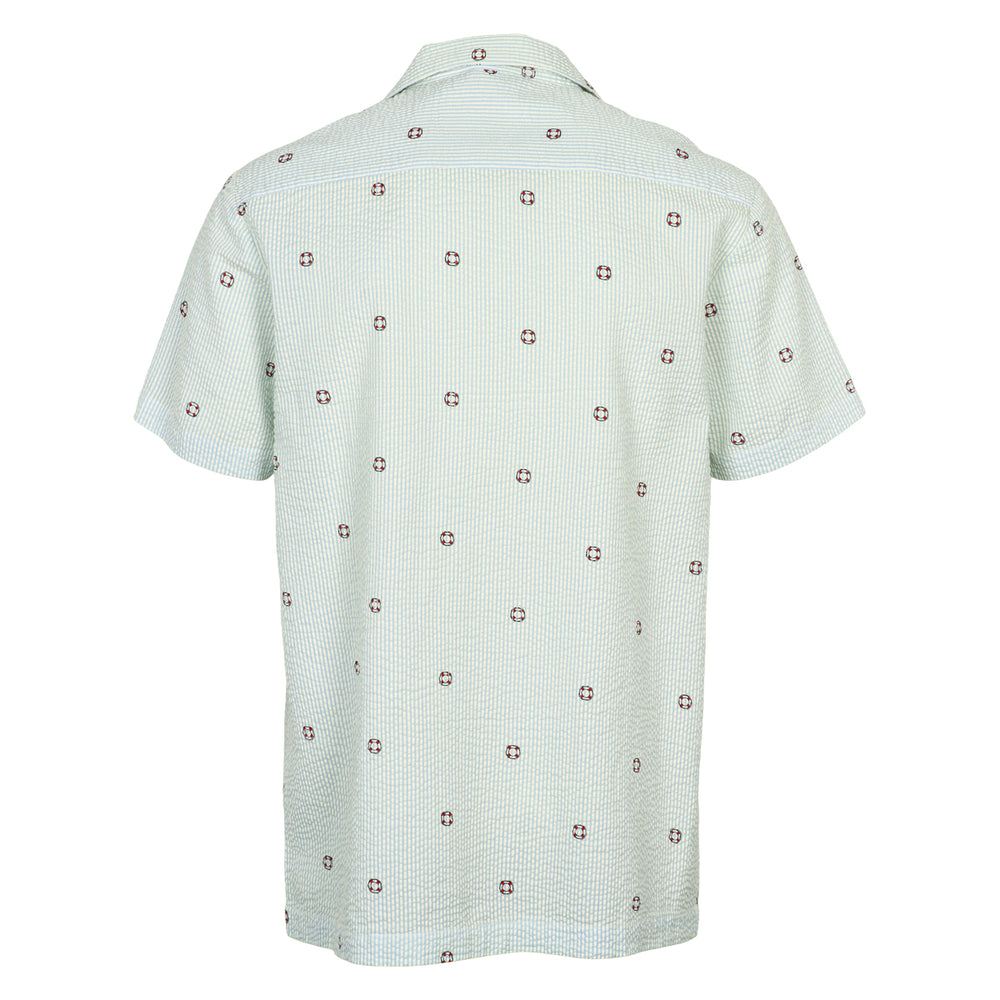 Conservandum SEERSUCKER STRIPE herre skjorte T-shirt Tofu/ Ocean/ Mineral red 690000311